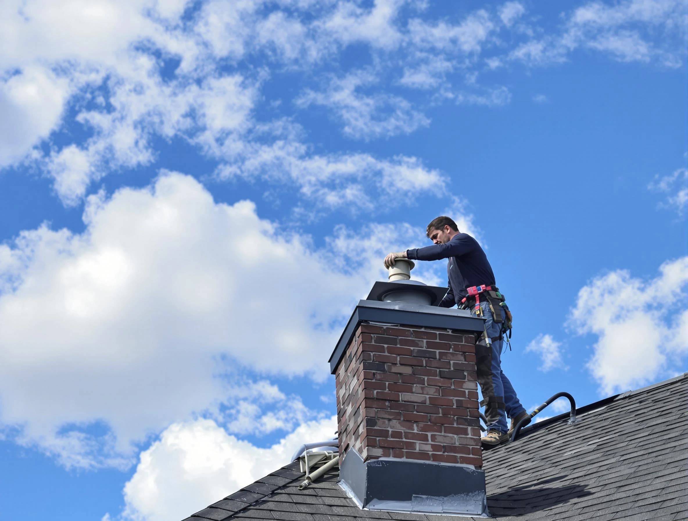 Midfield Chimney Sweep installing a sturdy chimney cap in Midfield, AL