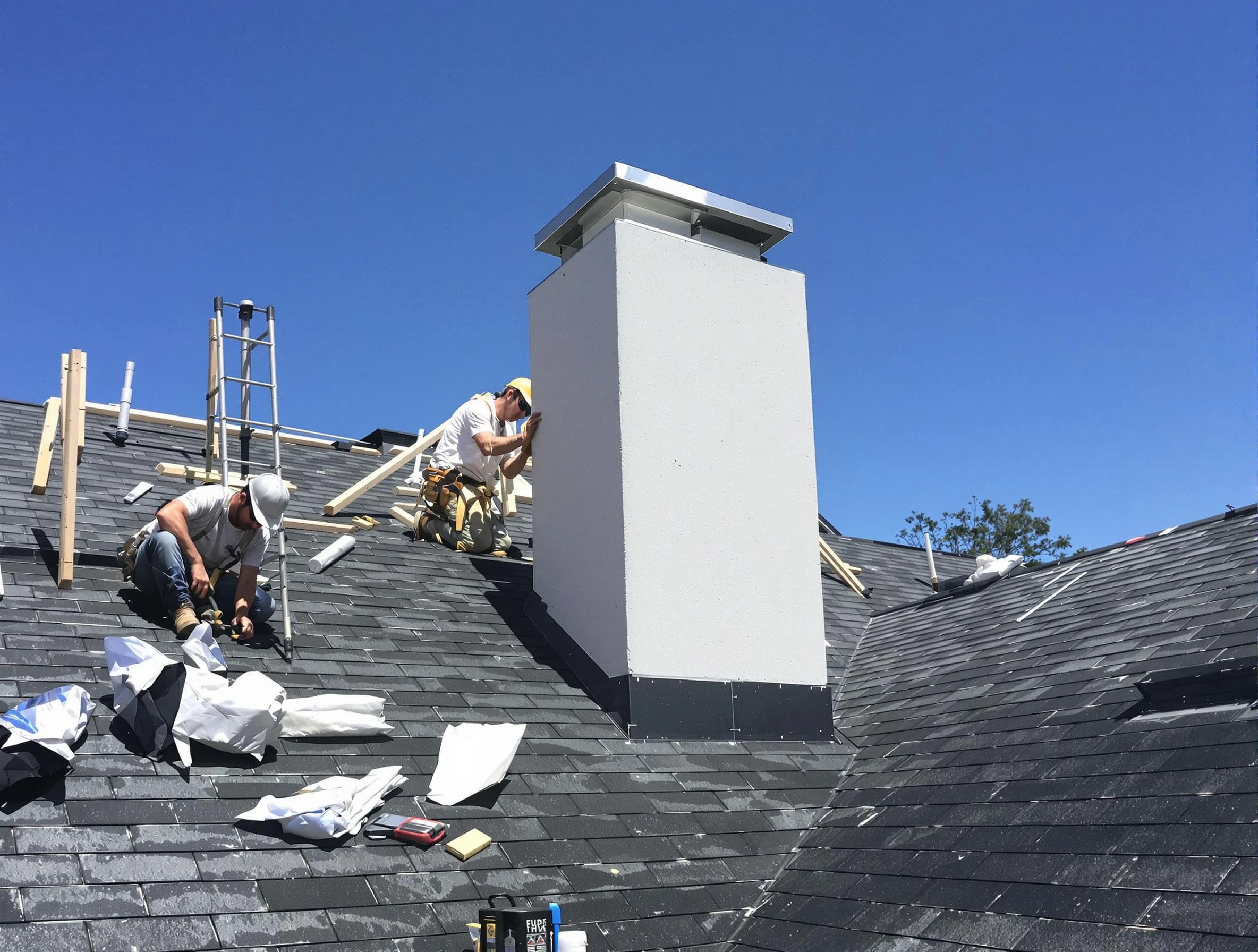 Midfield Chimney Sweep crew installing a new chimney in Midfield, AL