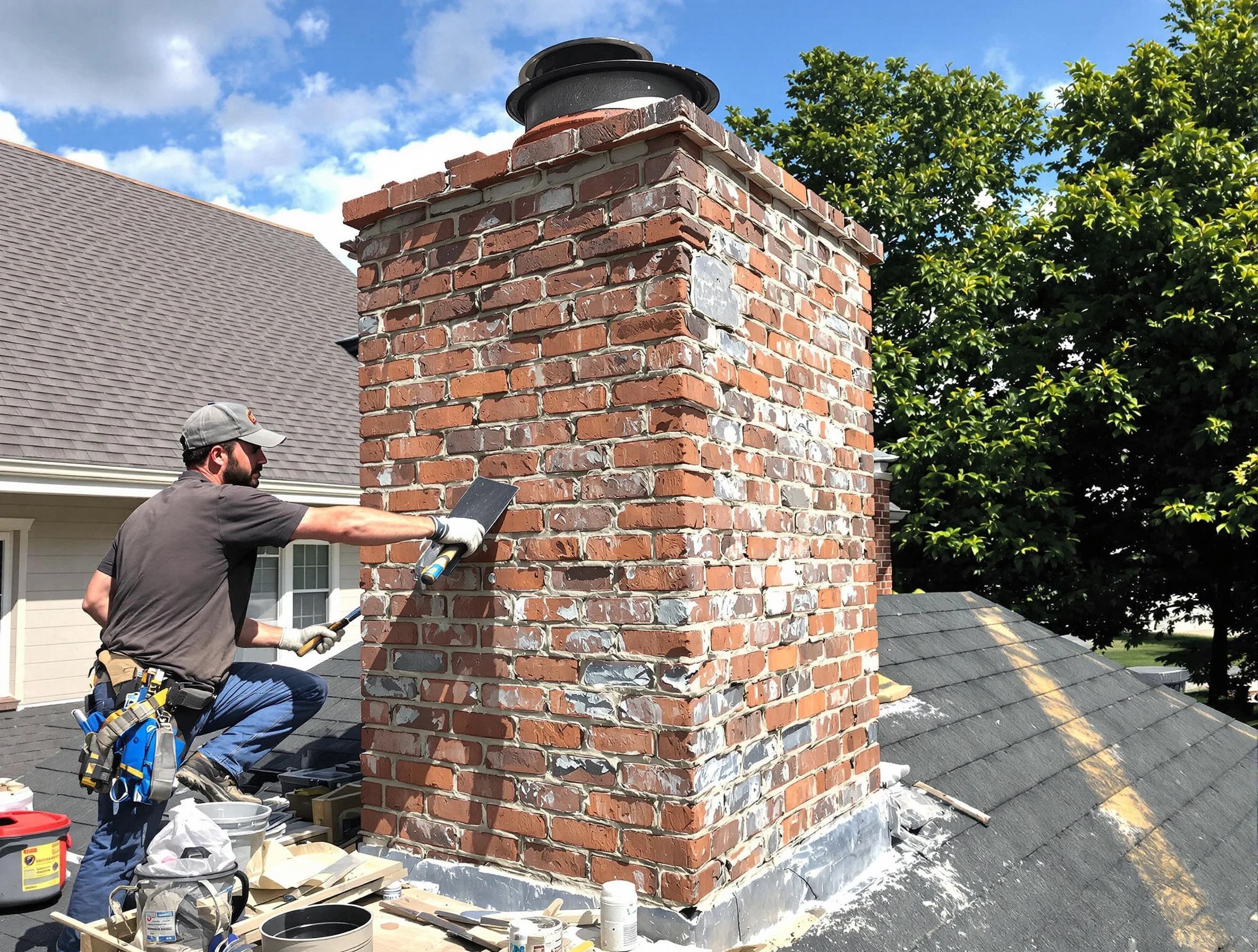 Completed chimney rebuild by Midfield Chimney Sweep in Midfield, AL