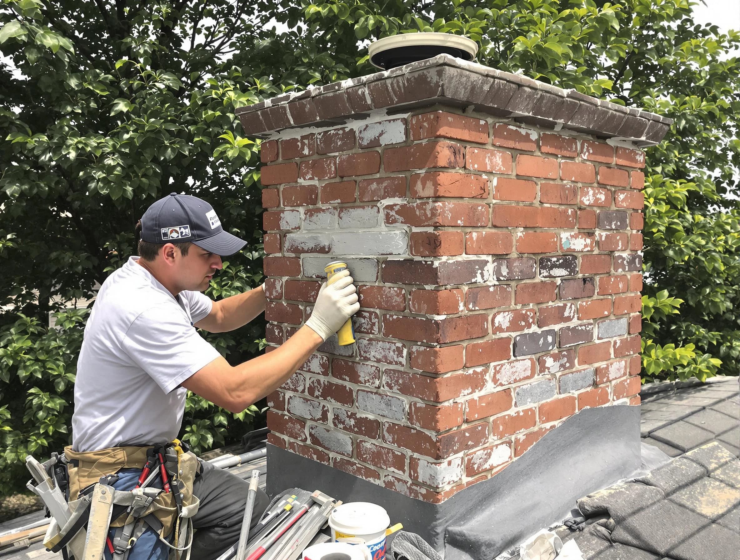 Midfield Chimney Sweep restoring an aging chimney in Midfield, AL