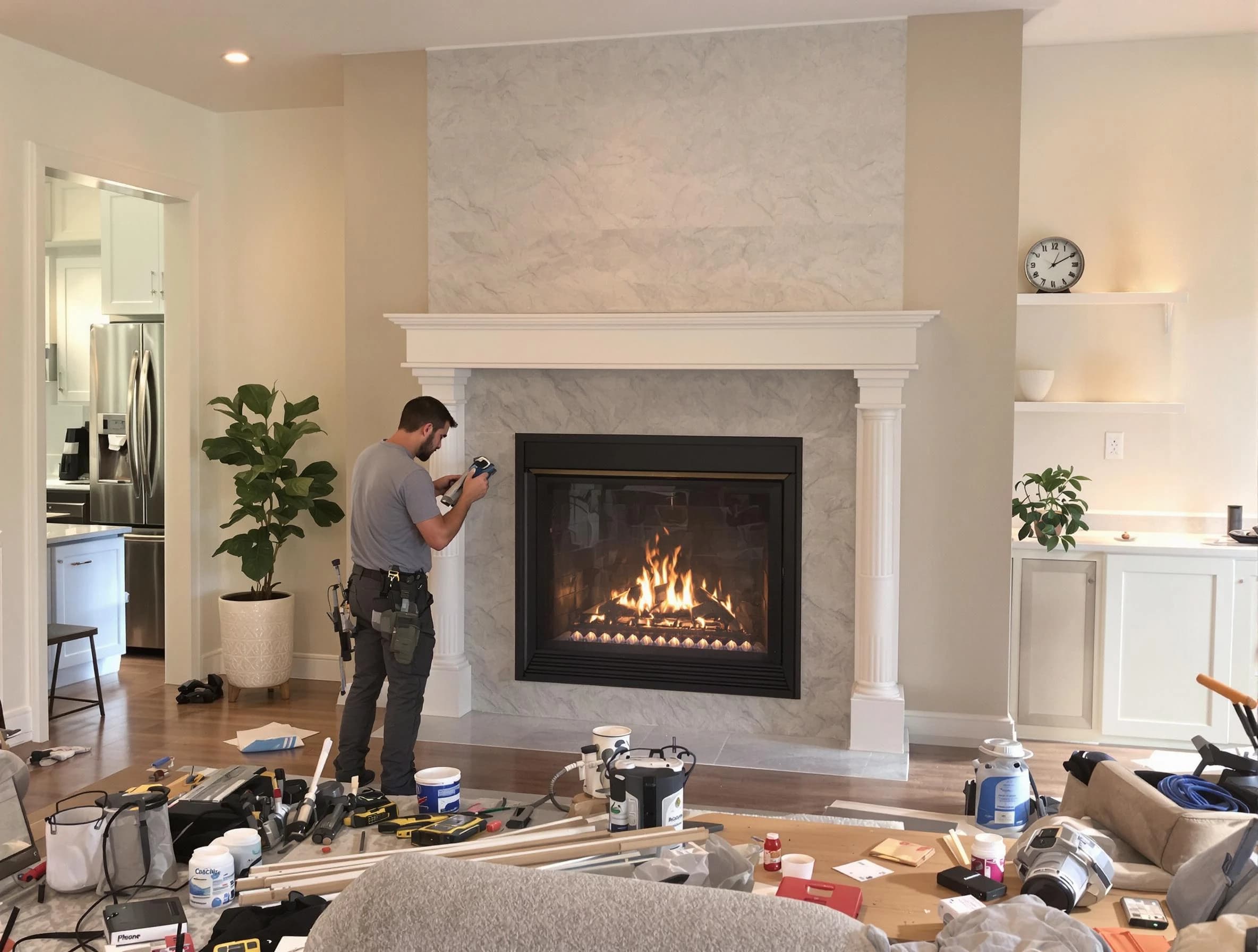 Newly installed fireplace by Midfield Chimney Sweep in Midfield, AL