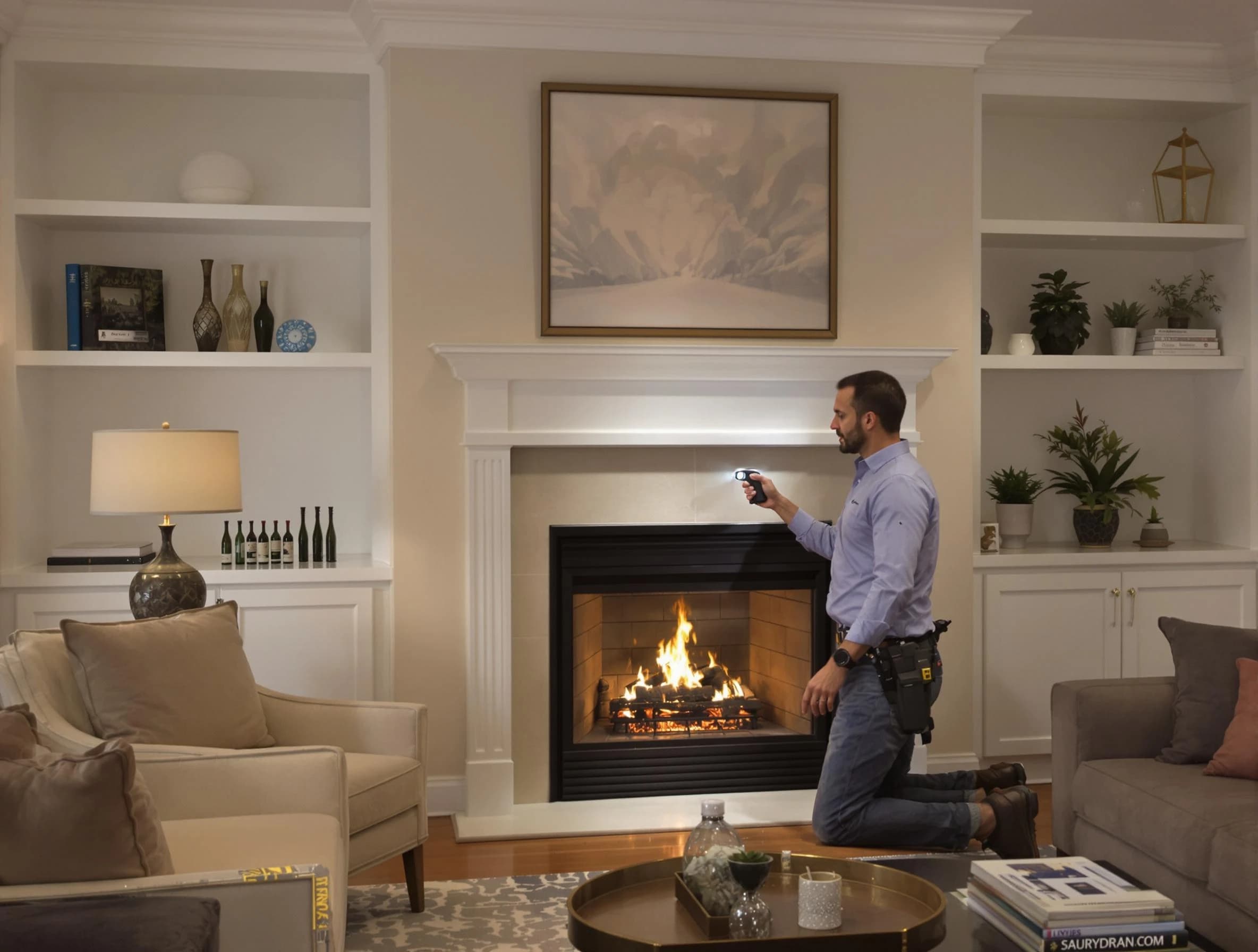 Midfield Chimney Sweep conducting a fireplace safety inspection in Midfield, AL