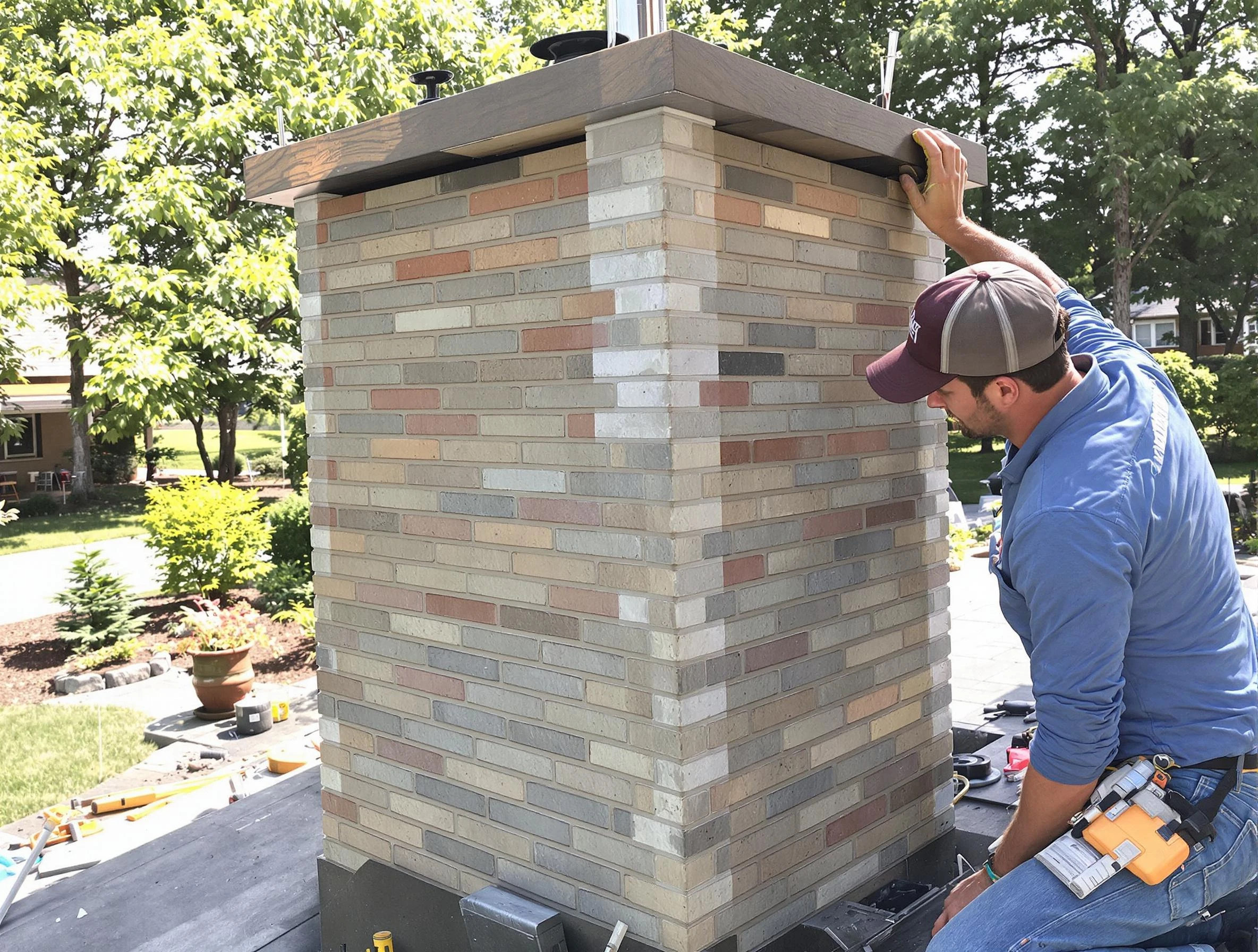 Midfield Chimney Sweep completing a modern chimney remodel in Midfield, AL
