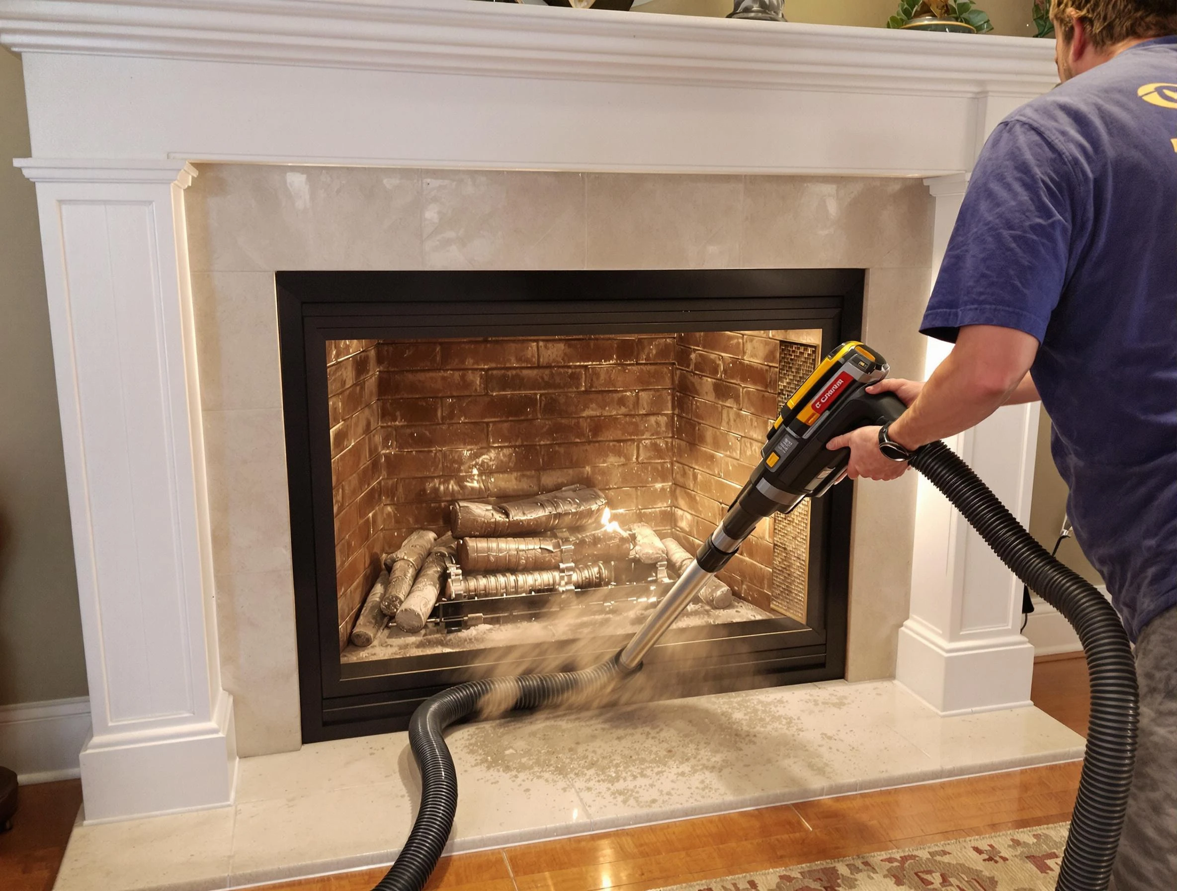 Fireplace cleaning performed by Midfield Chimney Sweep in Midfield, AL