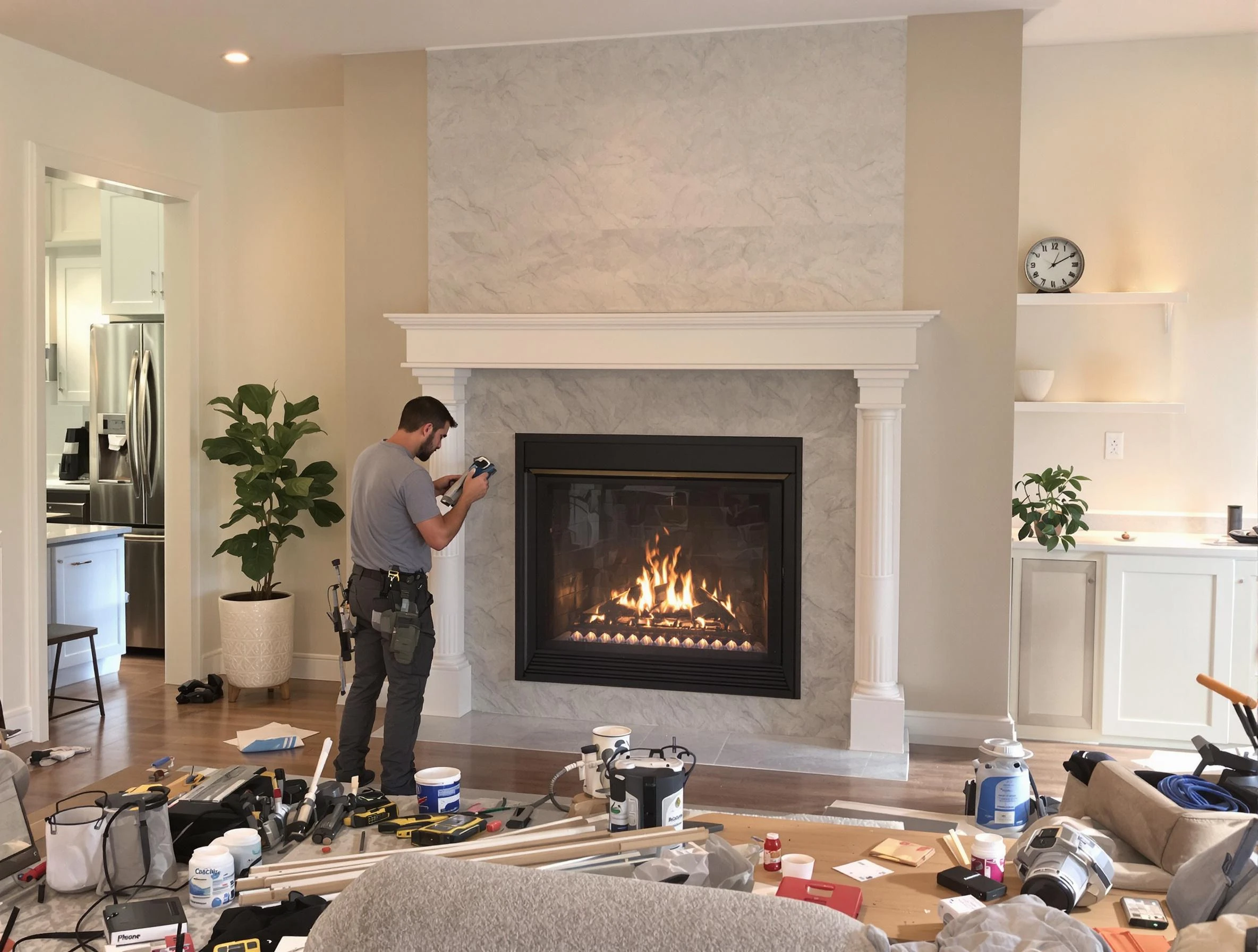 Newly installed fireplace by Midfield Chimney Sweep in Midfield, AL