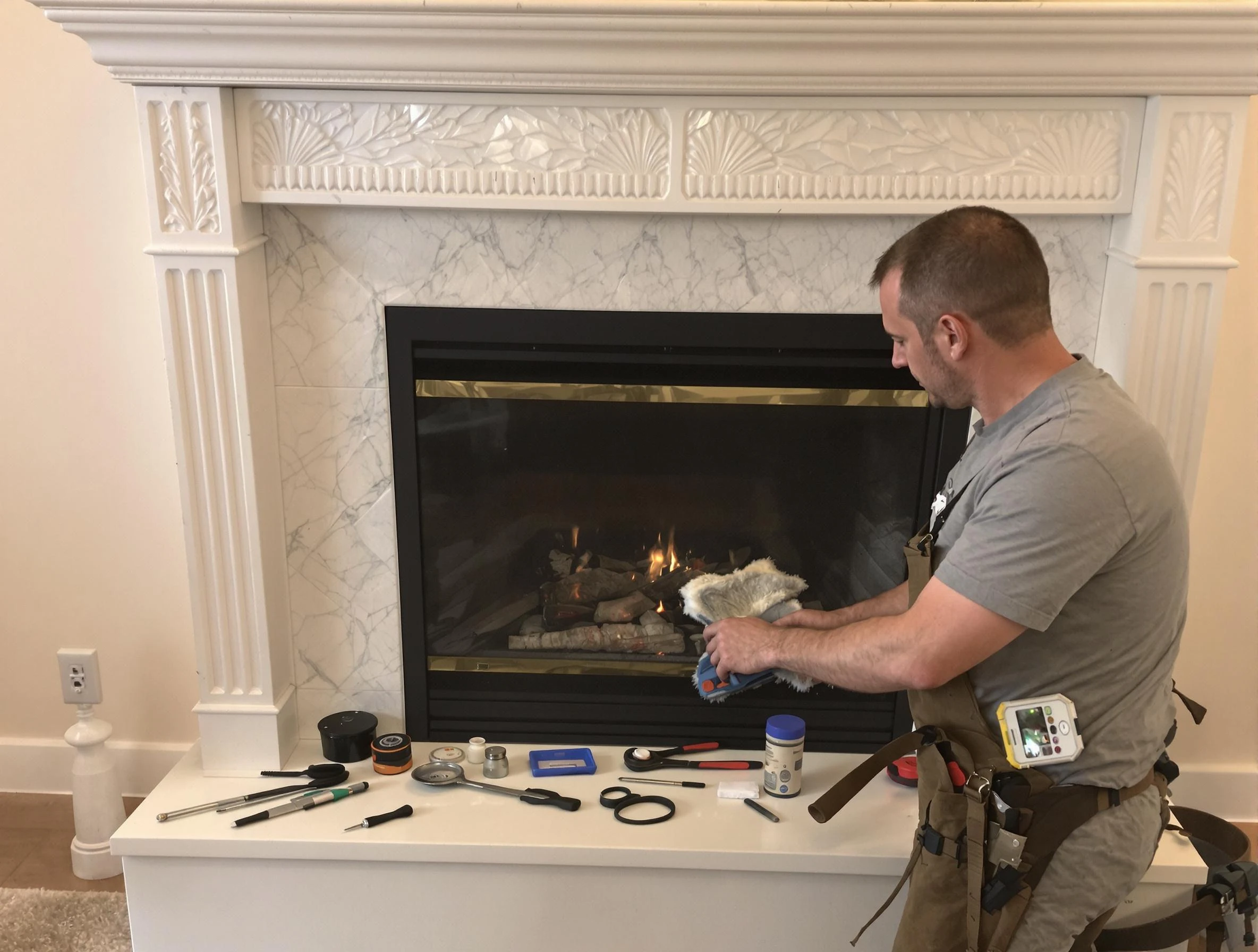 Midfield Chimney Sweep performing fireplace maintenance in Midfield, AL